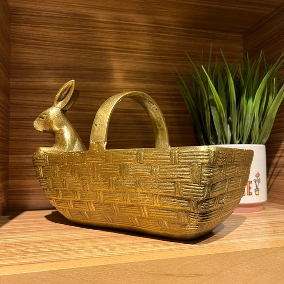 Brass Bunny Basket - Picture 3 of 6